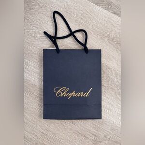 Chopard Luxury Shopping Gift Bag Navy Blue Gold Logo Paper Bag Medium